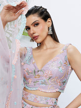 Load image into Gallery viewer, Mauve Sequinned Lehenga Choli &amp; Dupatta Set - Semi-Stitched ClothsVilla