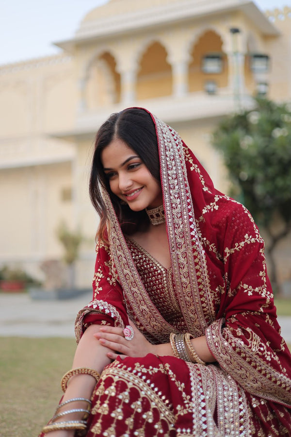 Maxican Red Embroidered Lehenga Choli ClothsVilla
