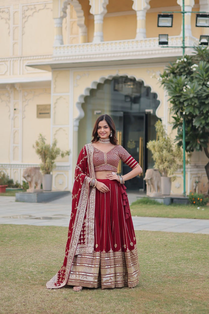 Maxican Red Embroidered Lehenga Choli ClothsVilla