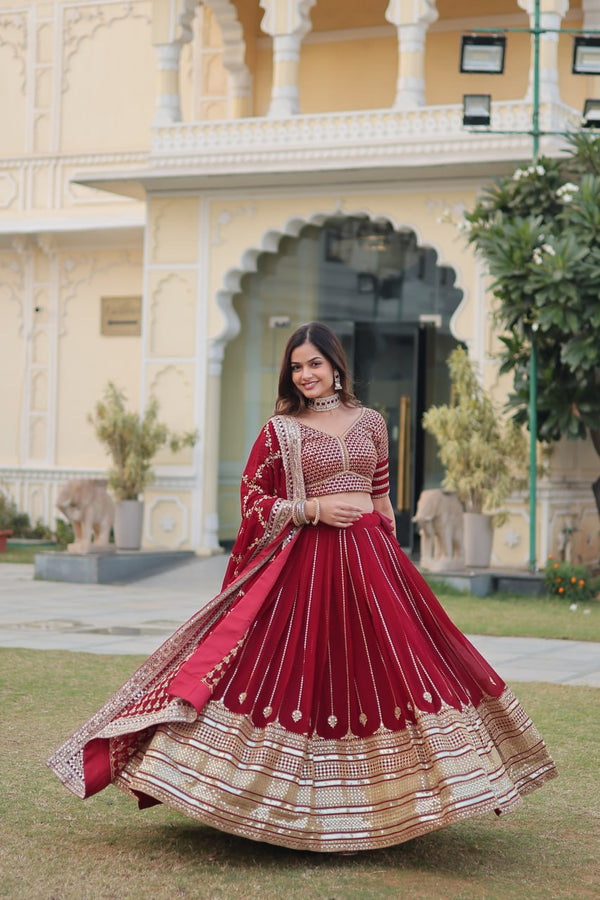 Maxican Red Embroidered Lehenga Choli ClothsVilla