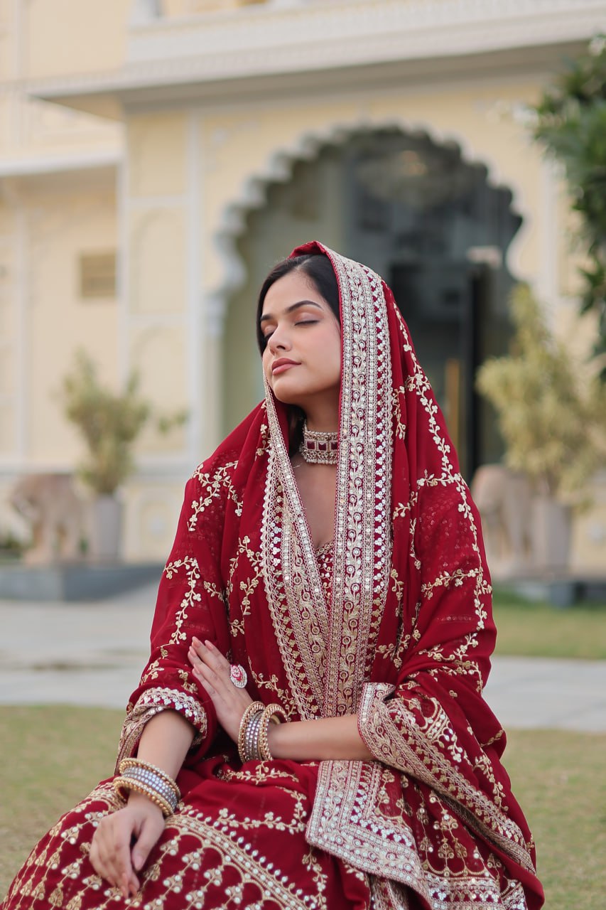 Maxican Red Embroidered Lehenga Choli ClothsVilla