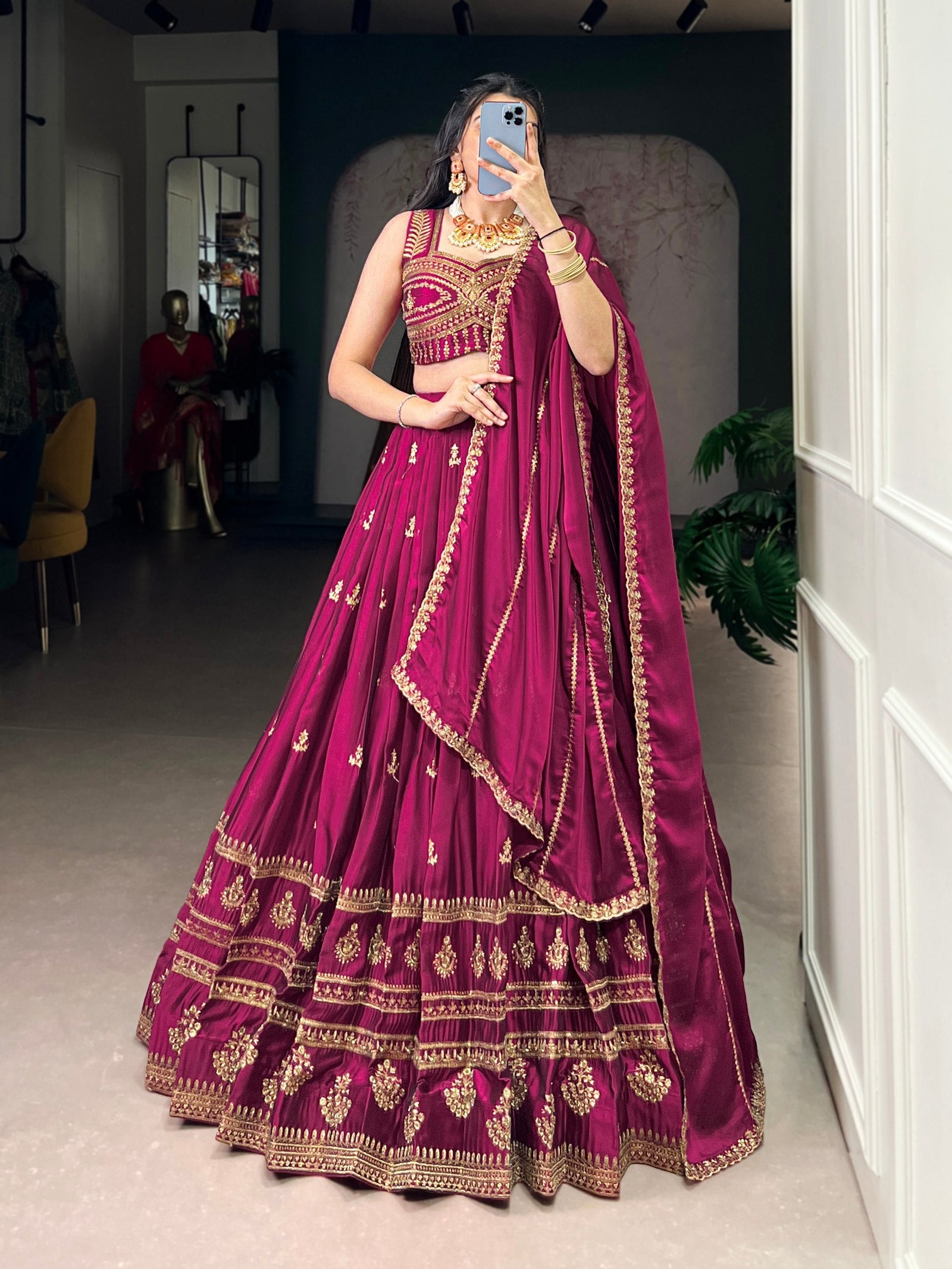 Meganta Sequins Embroidered Lehenga Set ClothsVilla