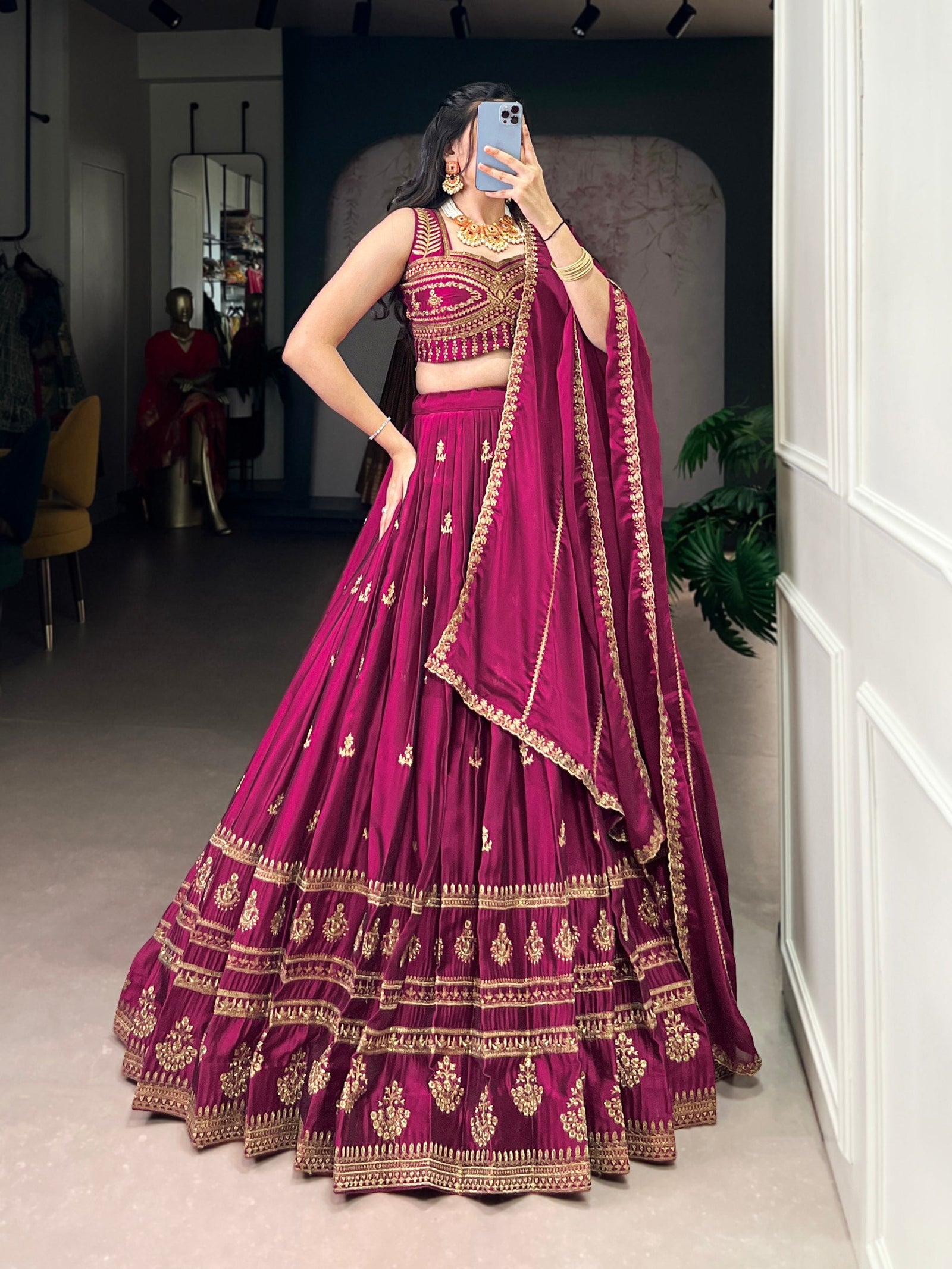 Meganta Sequins Embroidered Lehenga Set ClothsVilla