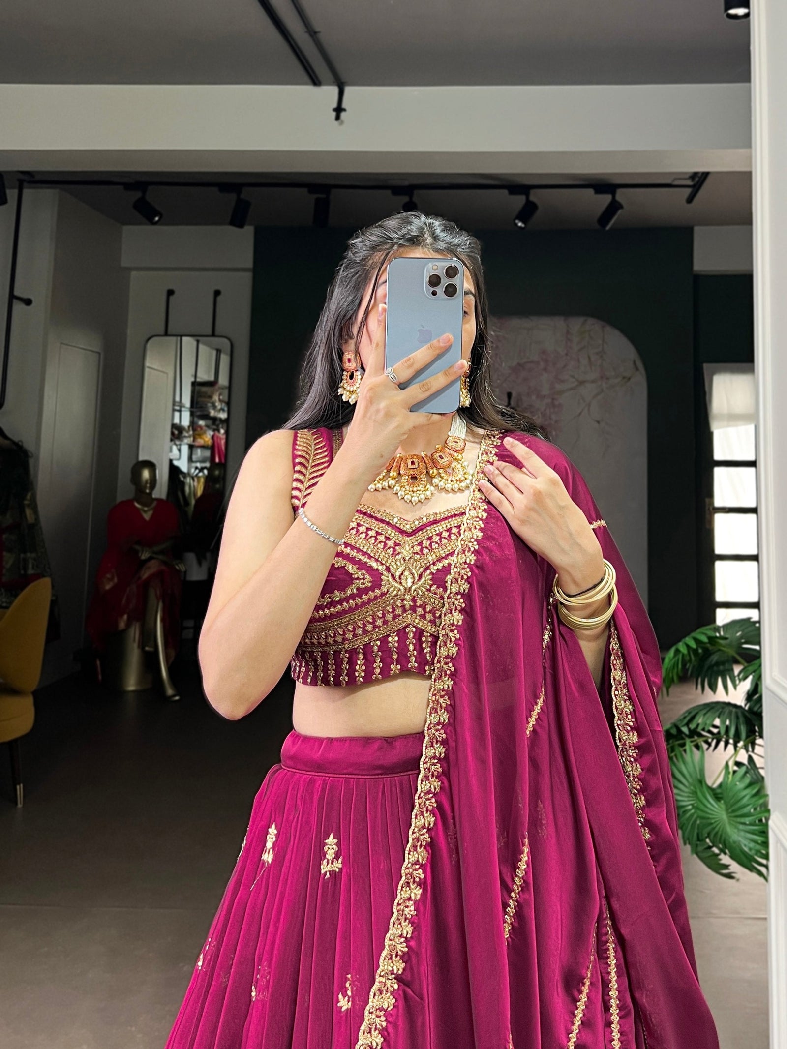 Meganta Sequins Embroidered Lehenga Set ClothsVilla