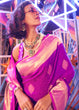 Load image into Gallery viewer, Megenta Floral Printed Banarasi Silk Saree with Zari Woven Pallu ClothsVilla