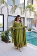 Load image into Gallery viewer, Mehendi Chanderi Mirror Lace Kurti Pant Set ClothsVilla