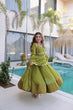 Load image into Gallery viewer, Mehendi Chanderi Mirror Lace Kurti Pant Set ClothsVilla