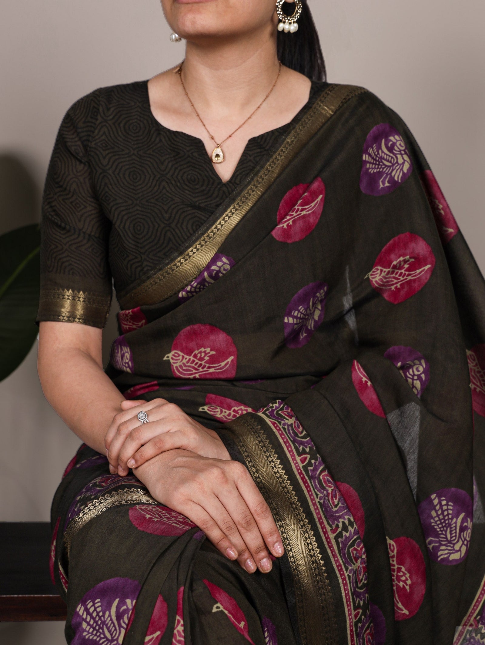 Mehendi Chanderi Printed Saree ClothsVilla