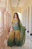 Mehendi Chinnon Print Kurti Set with Rich Beads Embroidery & Tebby Silk Dupatta – 3-Piece Ethnic Wear for Women ClothsVilla