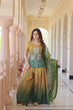 Load image into Gallery viewer, Mehendi Chinnon Print Kurti Set with Rich Beads Embroidery &amp; Tebby Silk Dupatta – 3-Piece Ethnic Wear for Women ClothsVilla