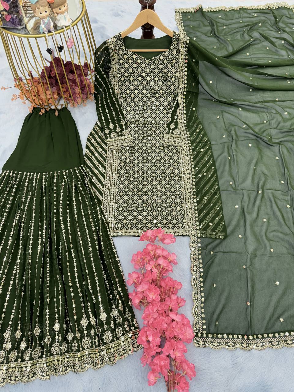 Mehendi Designer Attractive Sequence Work Sharara Suit Clothsvilla Main image