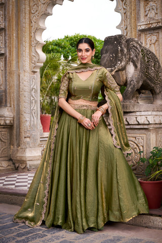 Mehendi Designer Fendi Lehenga Choli Set with Sequins & Thread Embroidery  Heavy Flair Stitched Lehenga with Dupatta ClothsVilla