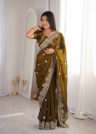 Mehendi Designer Fendy Crush Saree ClothsVilla