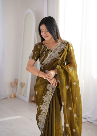 Mehendi Designer Fendy Crush Saree ClothsVilla