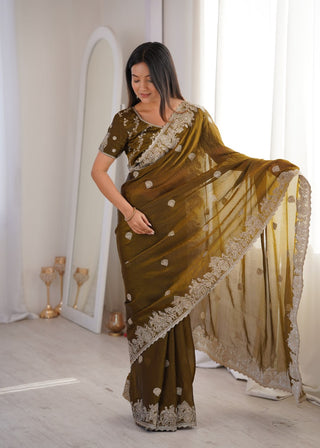 Mehendi Designer Fendy Crush Saree ClothsVilla