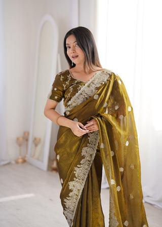 Mehendi Designer Fendy Crush Saree ClothsVilla