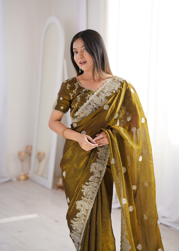 Mehendi Designer Fendy Crush Saree ClothsVilla