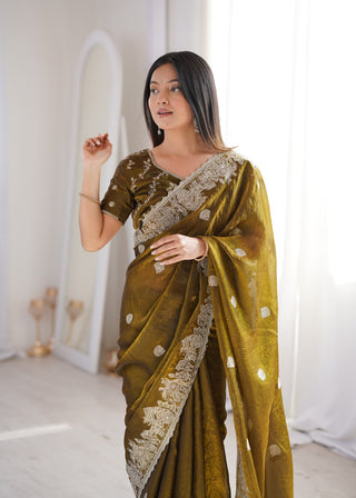 Mehendi Designer Fendy Crush Saree ClothsVilla