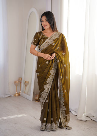 Mehendi Designer Fendy Crush Saree ClothsVilla