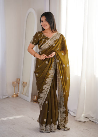 Mehendi Designer Fendy Crush Saree ClothsVilla