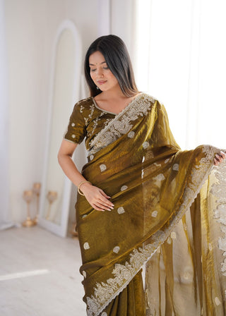 Mehendi Designer Fendy Crush Saree ClothsVilla