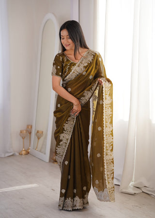 Mehendi Designer Fendy Crush Saree ClothsVilla