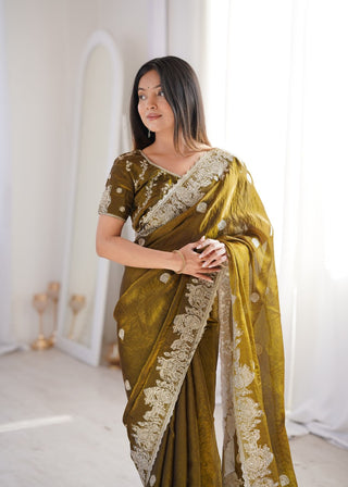 Mehendi Designer Fendy Crush Saree ClothsVilla