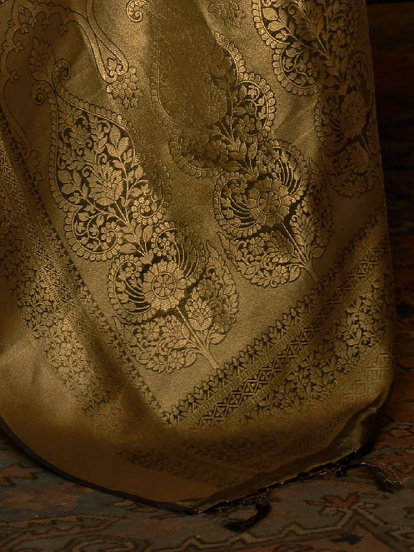 Mehendi Elegant Kanjivaram Kanchipuram Silk Saree Traditional Grace Clothsvilla