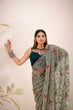 Load image into Gallery viewer, Mehendi Elegant Lurex Brasso Saree with Floral Viscose Brasso Work &amp; Silk Blouse Piece