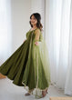 Load image into Gallery viewer, Mehendi Elegant Roman Silk Chanderi Anarkali Set with Dupatta &amp; Pant ClothsVilla