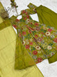 Load image into Gallery viewer, Mehendi Elegant Roman Silk Chanderi Kediya Kurta Set with Dupatta &amp; Palazzo ClothsVilla