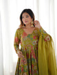 Load image into Gallery viewer, Mehendi Elegant Roman Silk Chanderi Kediya Kurta Set with Dupatta &amp; Palazzo ClothsVilla
