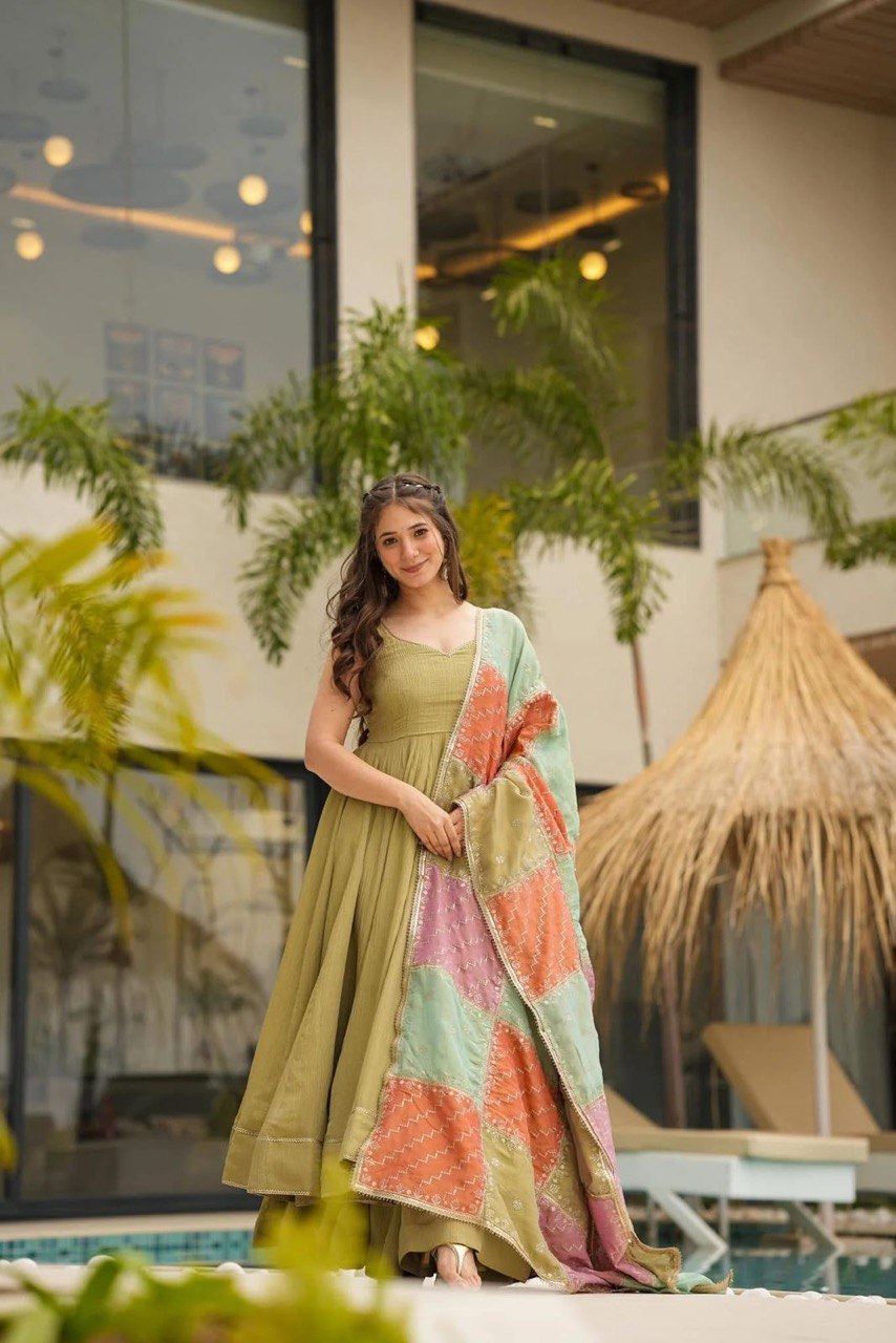 Mehendi Elevate your style stunning Flame Anarkali Suit Main image