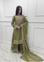 Mehendi Faux Georgette Embroidered Sharara Set with Lace Border Dupatta ClothsVilla