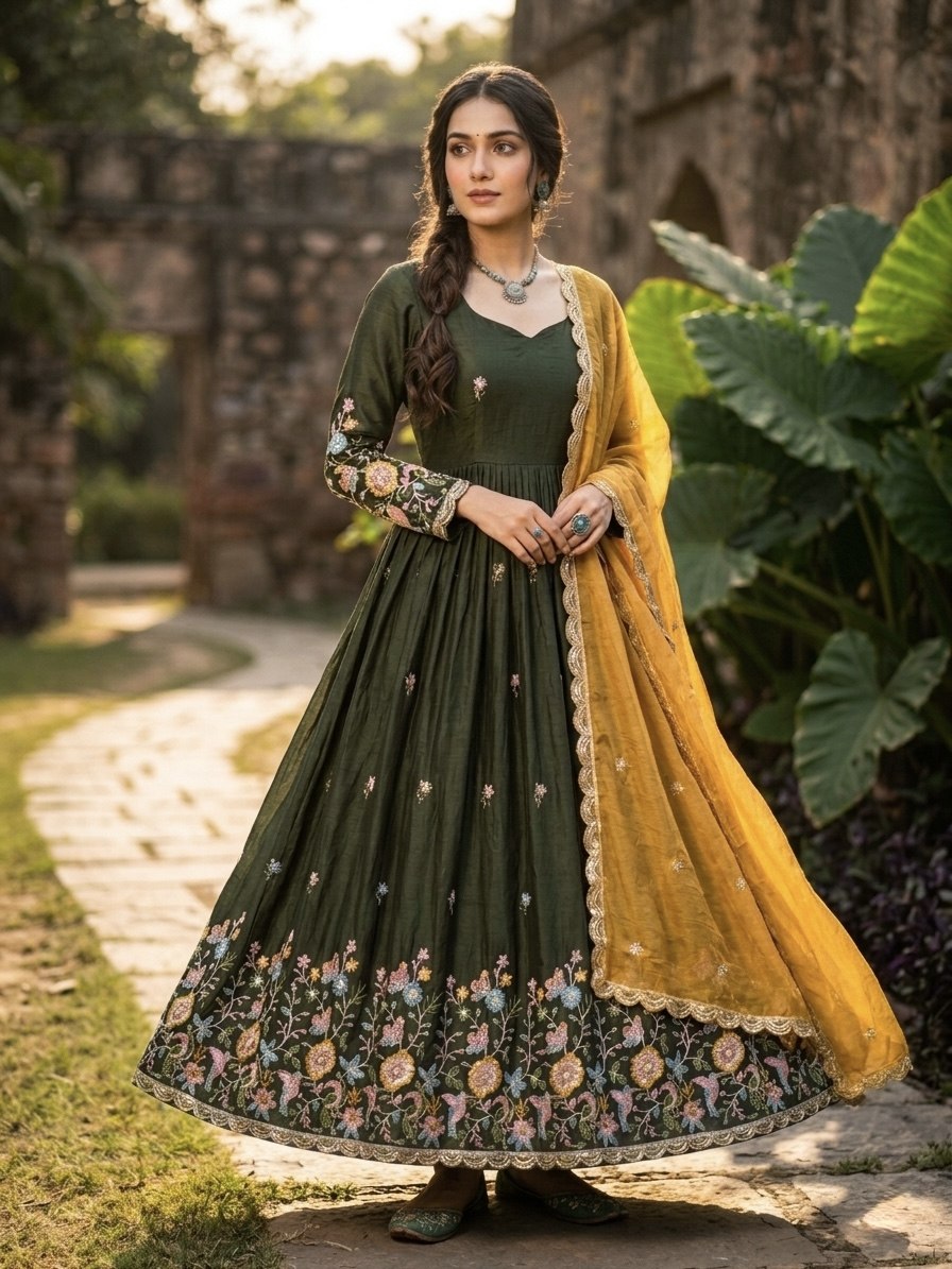 Mehendi Fendi Sequins Silk Gown ClothsVilla