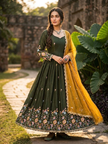 Mehendi Fendi Sequins Silk Gown ClothsVilla