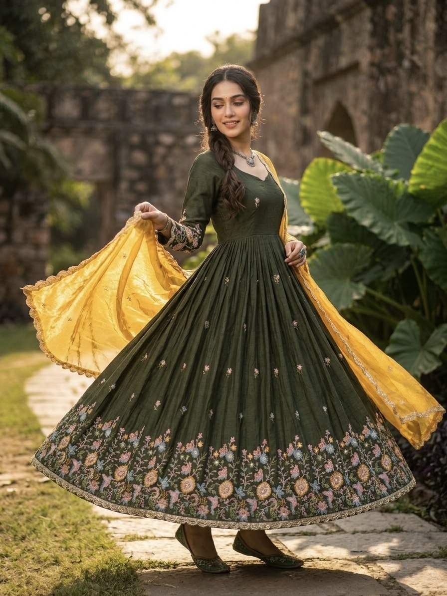 Mehendi Fendi Sequins Silk Gown ClothsVilla