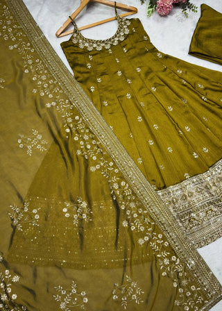 Mehendi Glamorous Silk Gown Set ClothsVilla
