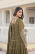 Load image into Gallery viewer, Mehendi Green Enchanting Sequined Faux Georgette Gown with Dupatta Set ClothsVilla