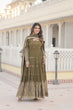 Load image into Gallery viewer, Mehendi Green Enchanting Sequined Faux Georgette Gown with Dupatta Set ClothsVilla