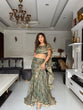 Load image into Gallery viewer, Mehendi Green Ready to Wear Modern Fish Cut Lehenga with Ruffle Dupatta ClothsVilla