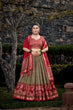 Load image into Gallery viewer, Mehendi Green Tussar Silk Lehenga Choli with Exquisite Foil Print Florals ClothsVilla