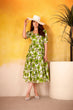 Load image into Gallery viewer, Mehendi ichitra Silk Floral Print Frock with 5-Meter Flair ClothsVilla