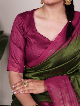 Mehendi Silk Zari Weaving Saree ClothsVilla