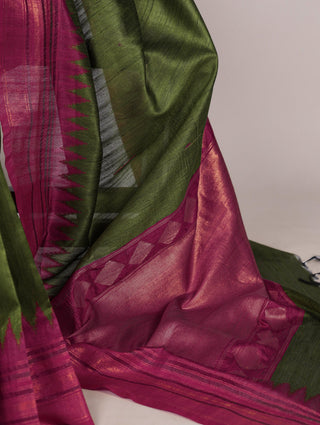 Mehendi Silk Zari Weaving Saree ClothsVilla