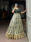 Mehendi Tasar Silk Printed Lehenga Choli Set