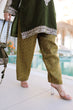 Load image into Gallery viewer, Mehendi Velvet Top Pant Set &amp; Matching Batwa