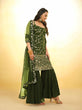 Load image into Gallery viewer, Mehndi Green Georgette Suit with Embroidery and Shantoon Bottom ClothsVilla