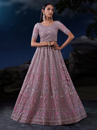 Mesmerize in Taupe Exquisite Semi-Stitched Lehenga Choli Set ClothsVilla