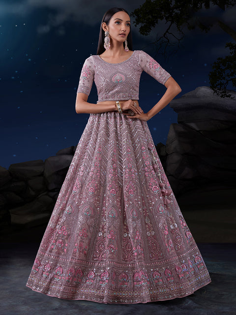 Mesmerize in Taupe Exquisite Semi-Stitched Lehenga Choli Set ClothsVilla Main image